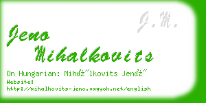 jeno mihalkovits business card